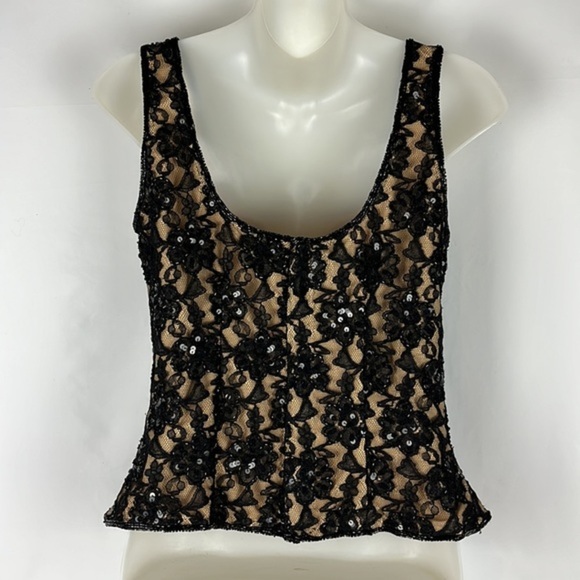 Andretta Donatello Black Lace Sequin Jacket & Tank Top Formal Set 2 Pieces Sz S - Picture 14 of 16